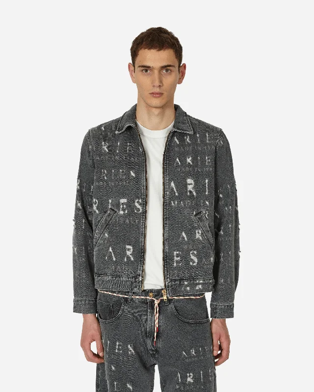 Destroyed Zip Jean Jacket Black