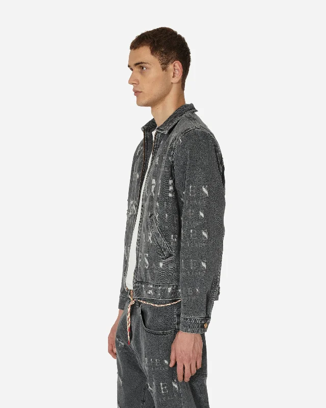 Destroyed Zip Jean Jacket Black