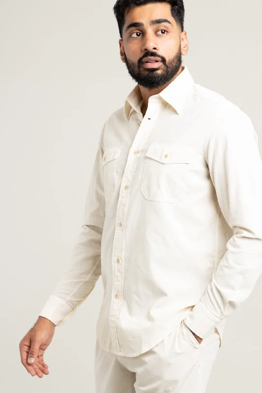 Beige Cotton Western Shirt