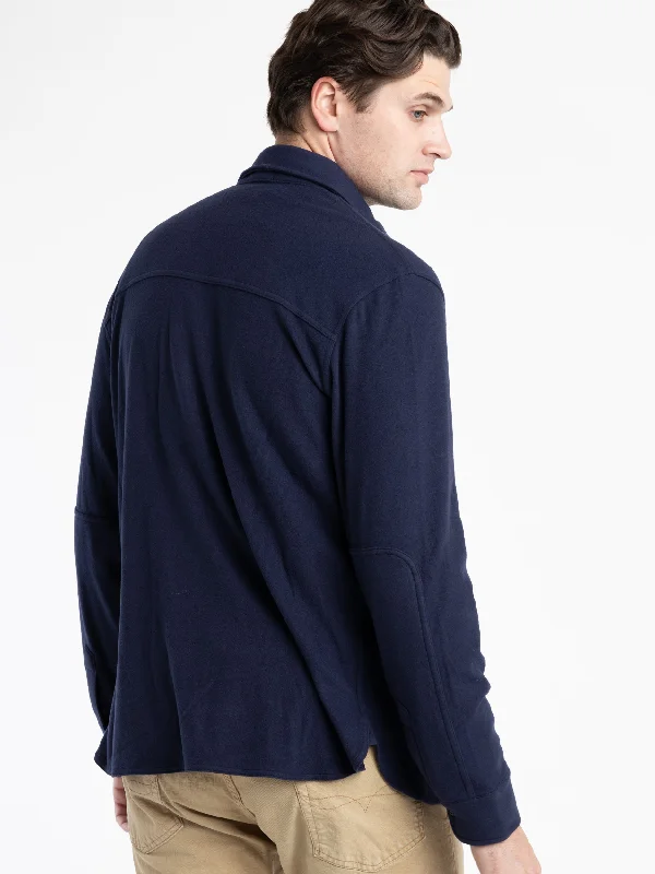 Navy Classic Fit Knit Flannel Workshirt