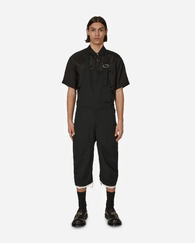 Wool Gabardine Overalls Black