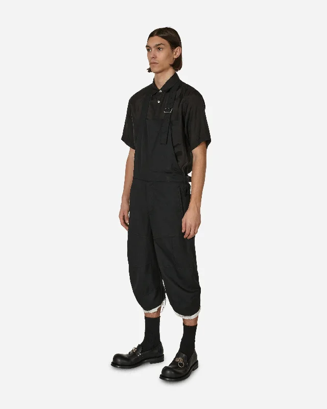 Wool Gabardine Overalls Black