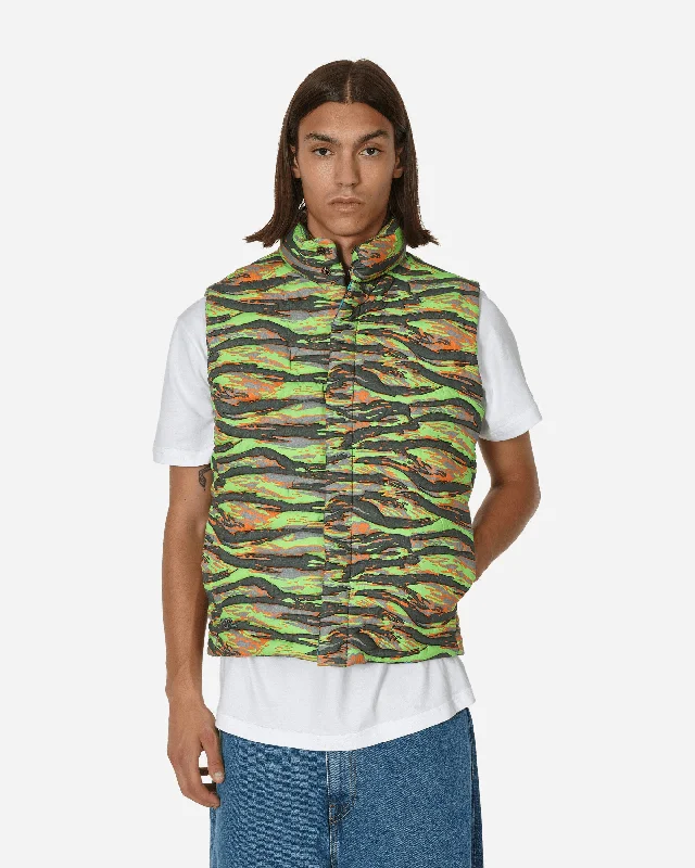 Printed Quilted Puffer Vest Green Rave