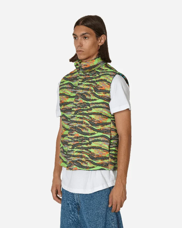 Printed Quilted Puffer Vest Green Rave