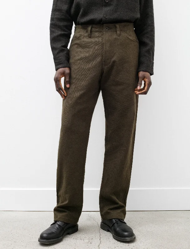 Four Pocket Pant Cotton Linen Gabardine Dark Olive