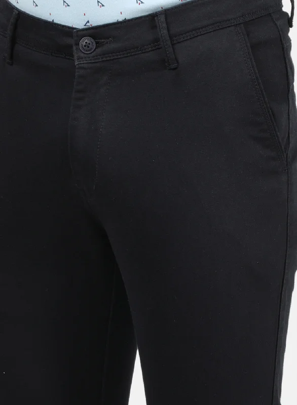 Men Black Plain Trousers