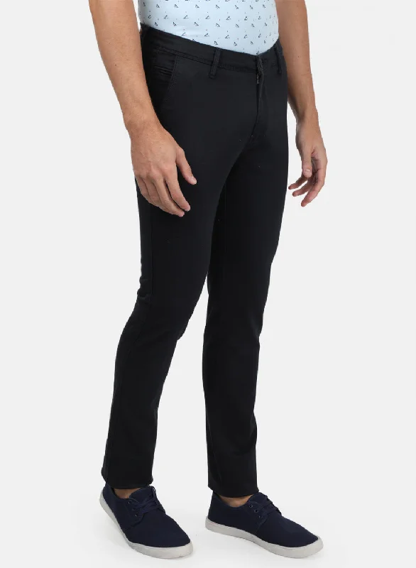 Men Black Plain Trousers