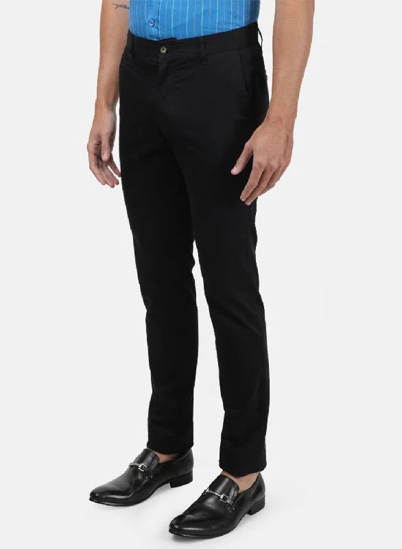 Men Black Plain Trousers