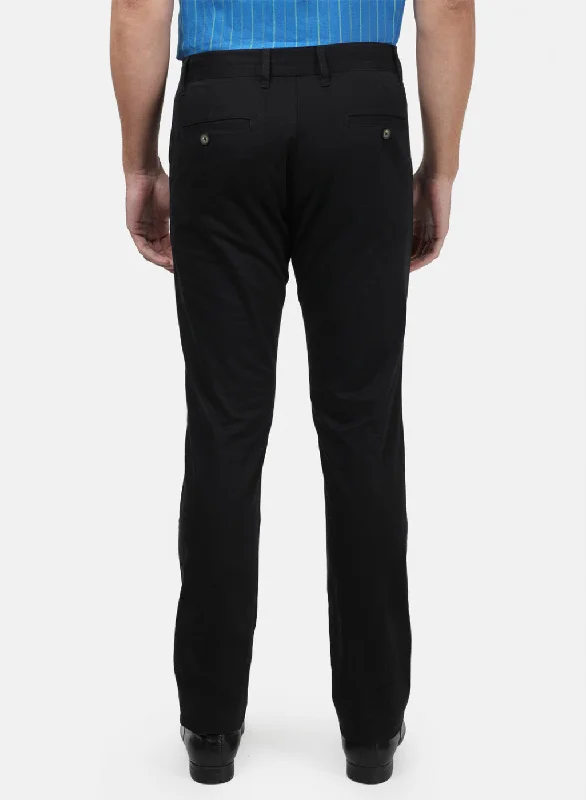 Men Black Plain Trousers