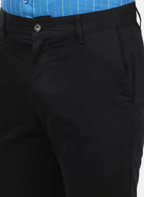 Men Black Plain Trousers