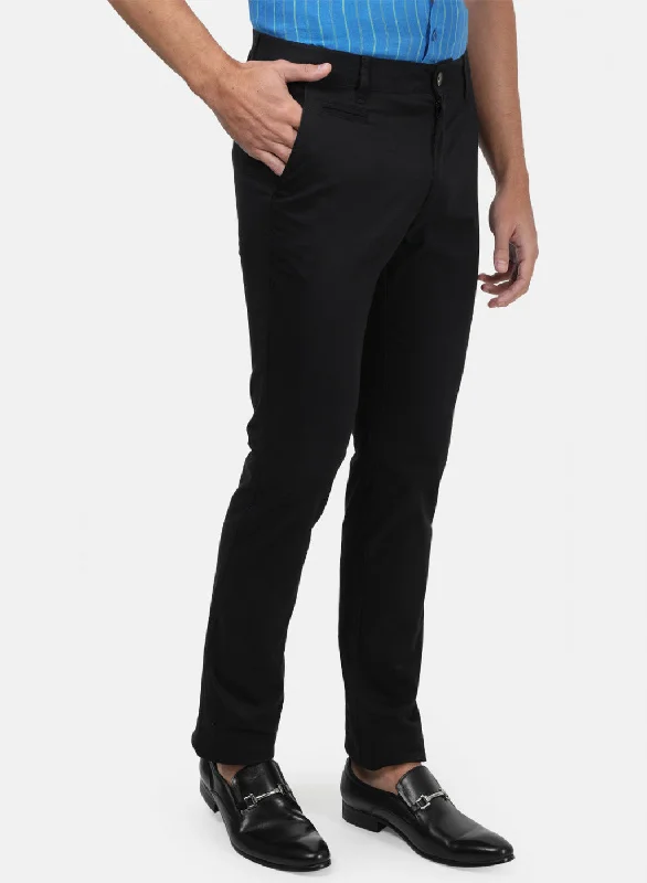 Men Black Plain Trousers