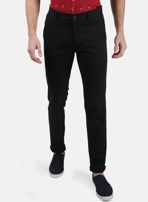 Men Black Plain Trousers