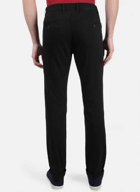 Men Black Plain Trousers