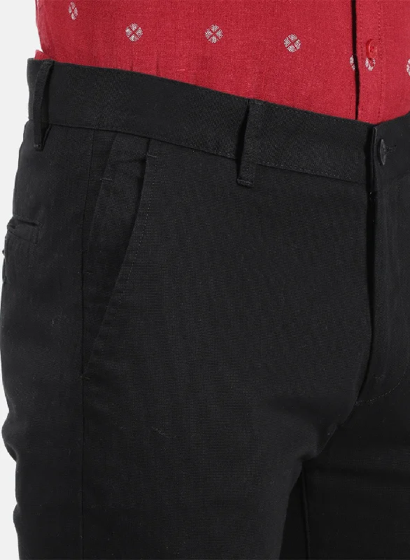 Men Black Plain Trousers