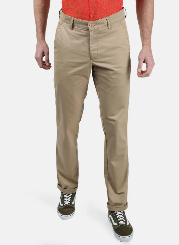 Men Brown Plain Trousers