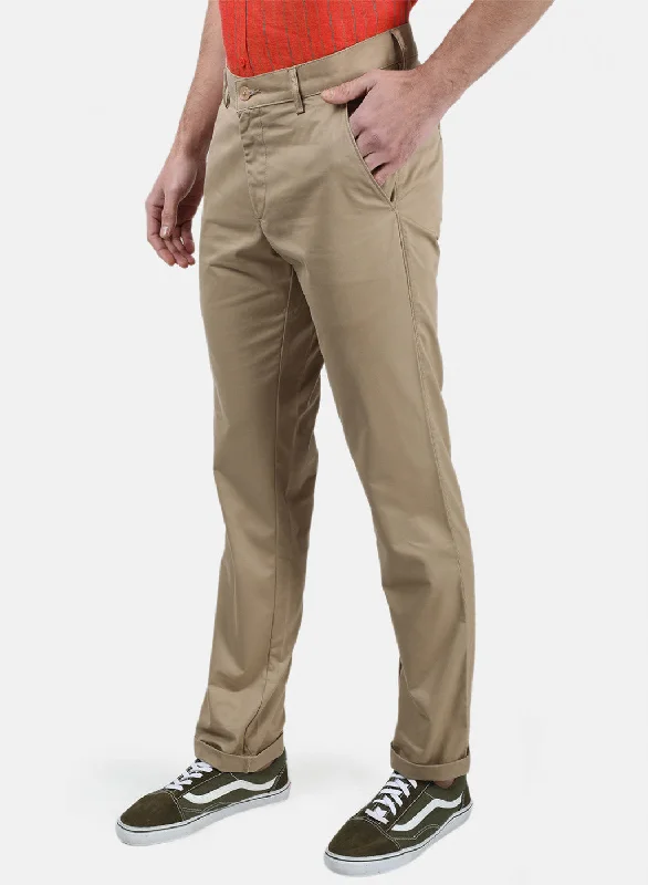 Men Brown Plain Trousers