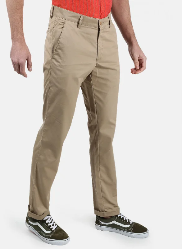 Men Brown Plain Trousers