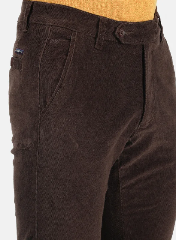 Men Brown Plain Trousers