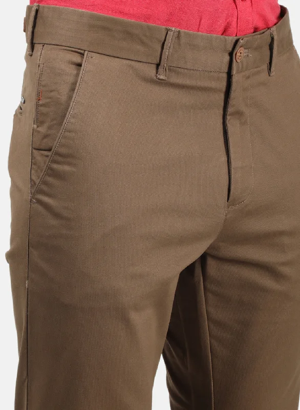 Men Brown Plain Trousers