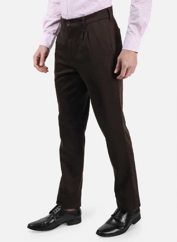 Men Brown Plain Trousers