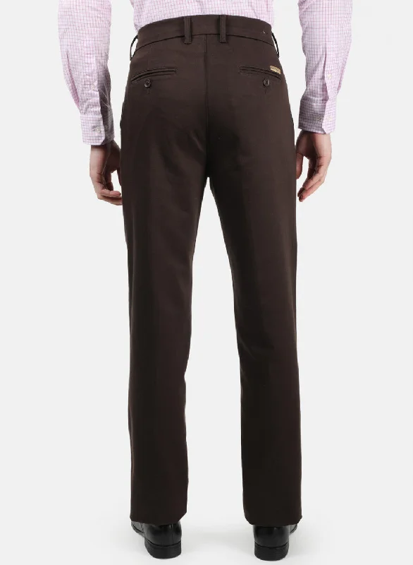 Men Brown Plain Trousers