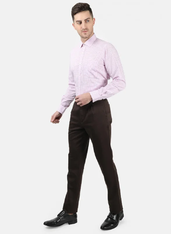 Men Brown Plain Trousers