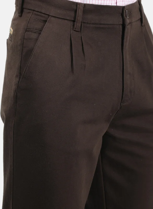 Men Brown Plain Trousers