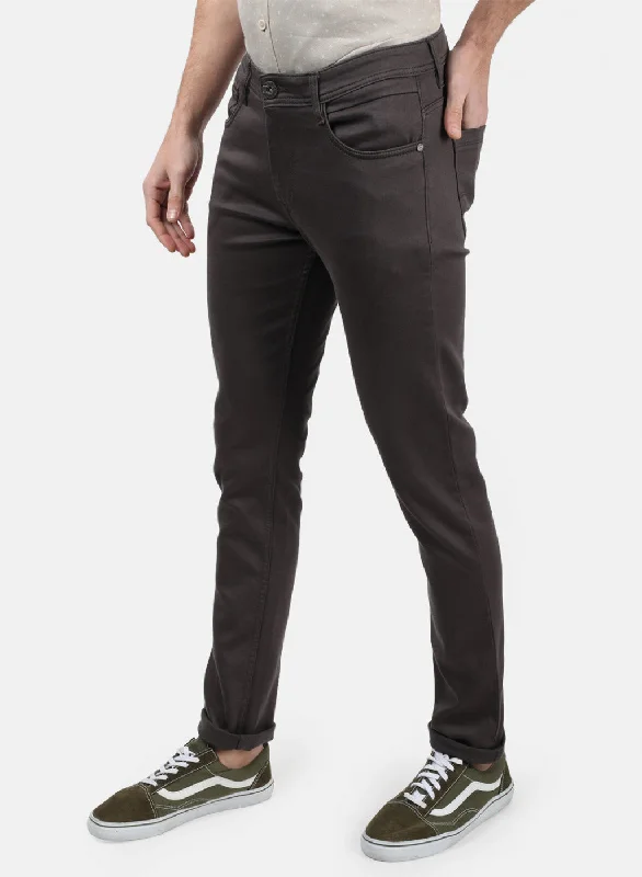 Men Grey Plain Trousers