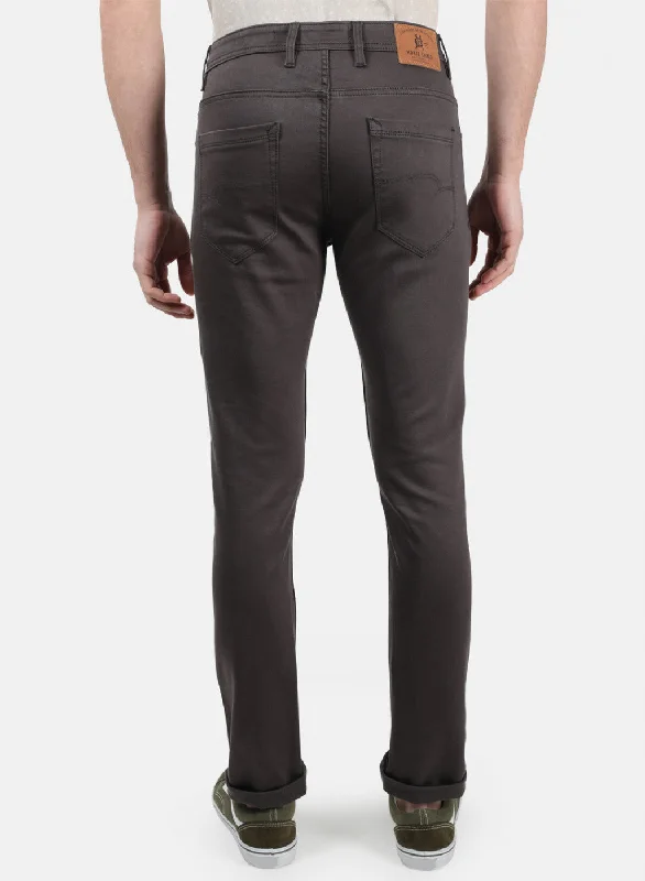 Men Grey Plain Trousers