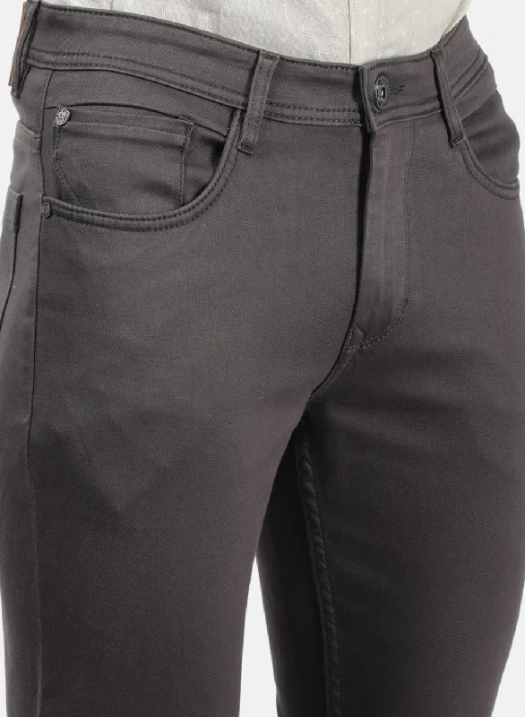 Men Grey Plain Trousers