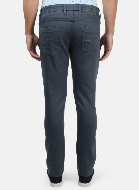 Men Grey Plain Trousers