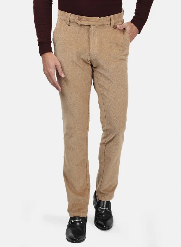 Men Khaki Plain Trousers