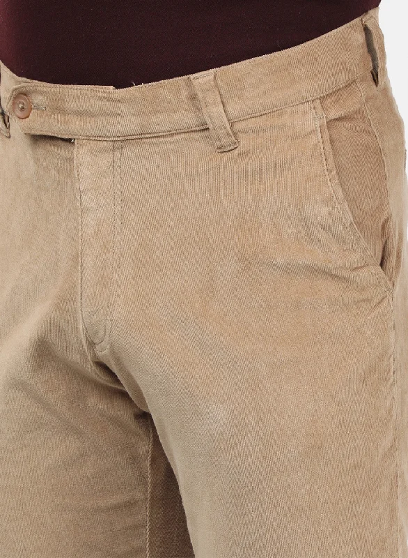 Men Khaki Plain Trousers