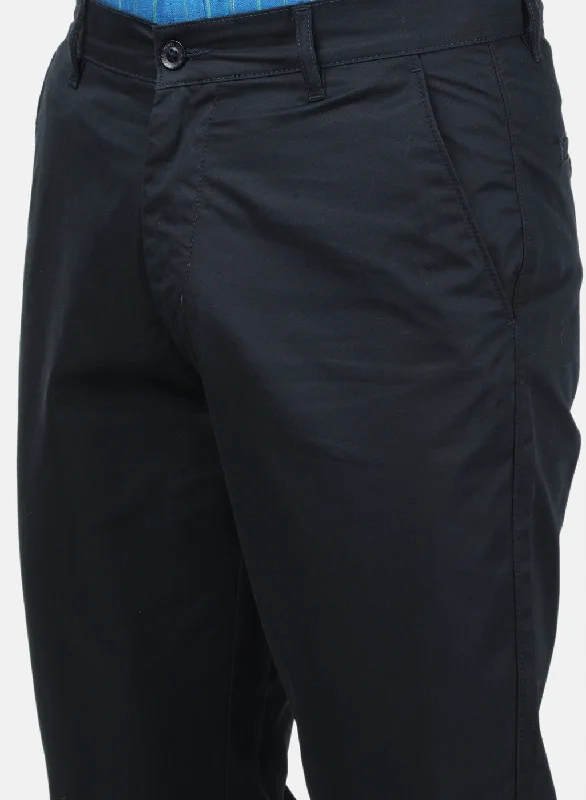 Men NAvy Blue Plain Trousers