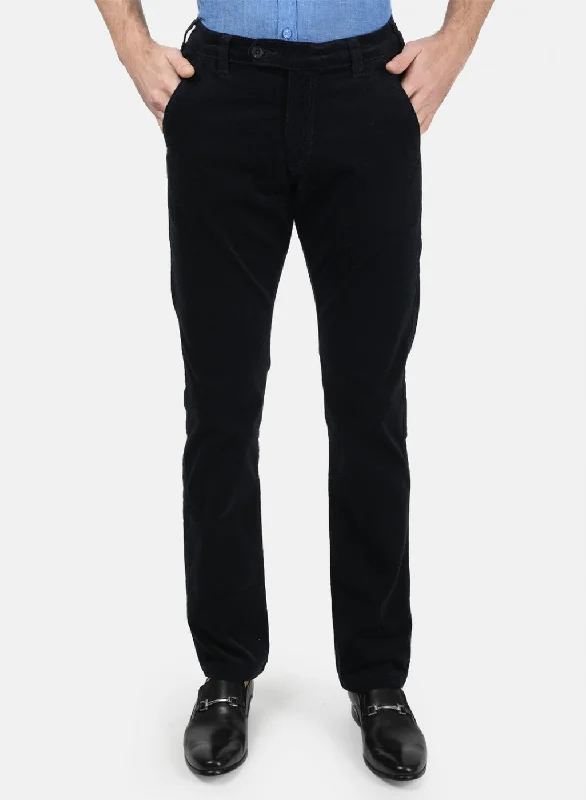 Men NAvy Blue Plain Trousers