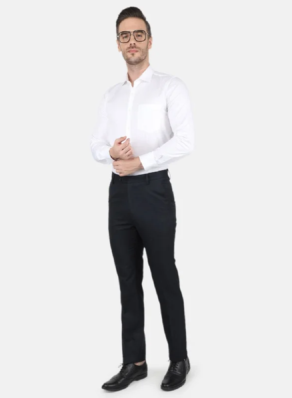 Men Navy Blue Slim Fit Trouser