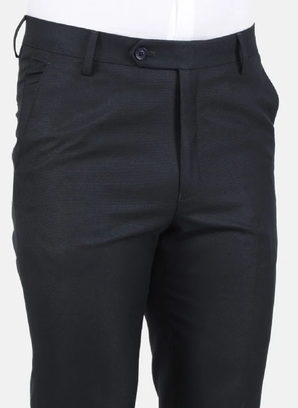 Men Navy Blue Slim Fit Trouser