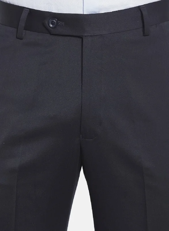 Men Navy Blue Slim Fit Trouser