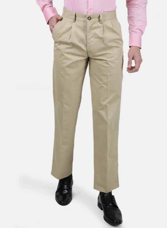 Mens Beige Regular Trouser