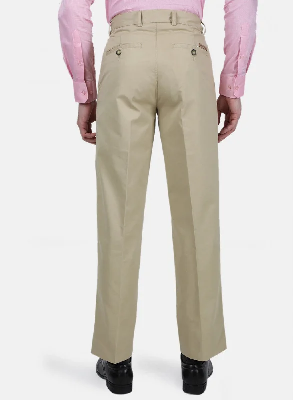 Mens Beige Regular Trouser