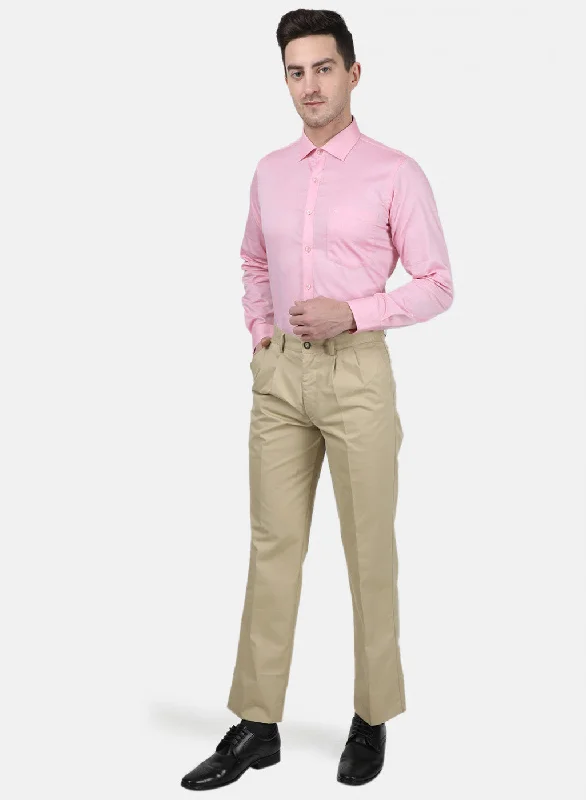 Mens Beige Regular Trouser