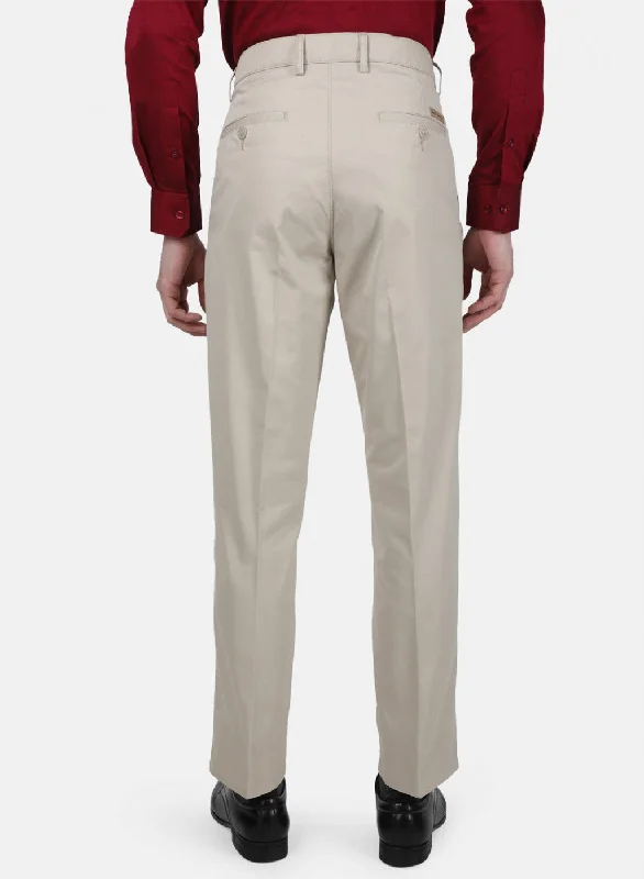 Mens Beige Regular Trouser