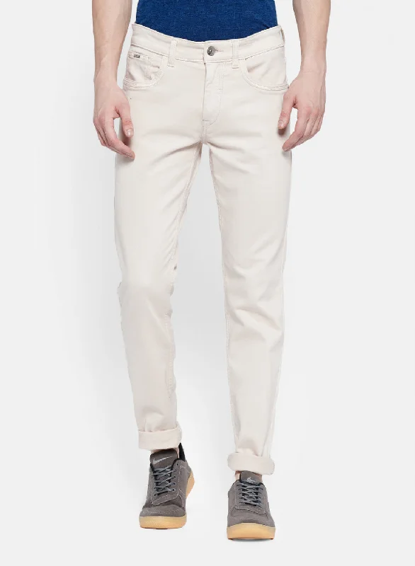 Mens Beige Skinny Fit Trouser