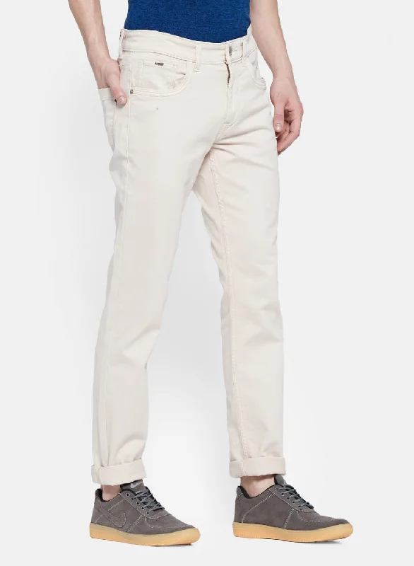 Mens Beige Skinny Fit Trouser