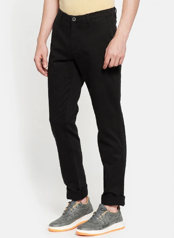 Mens Black Self Trouser