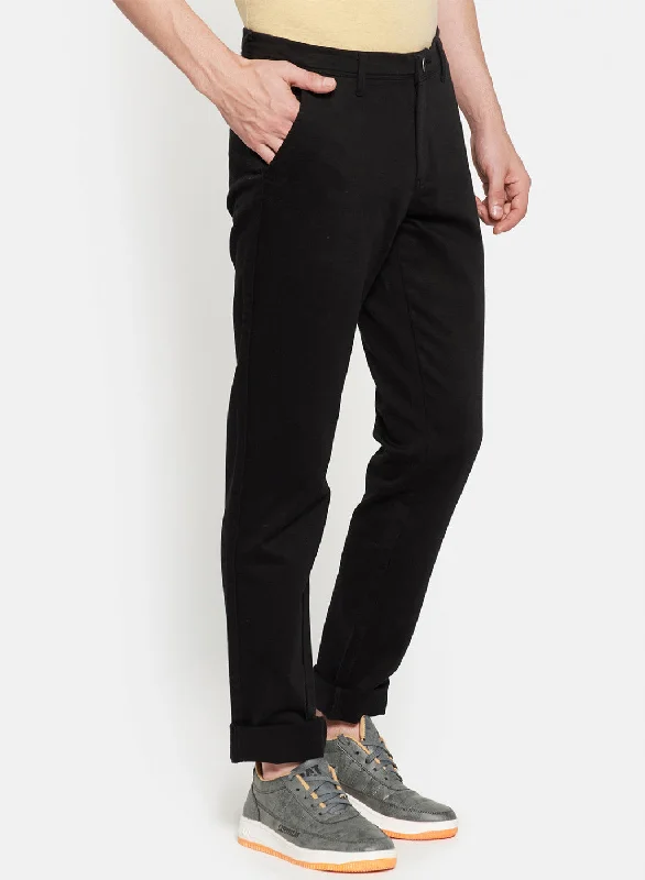 Mens Black Self Trouser