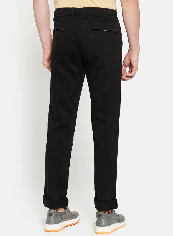 Mens Black Self Trouser