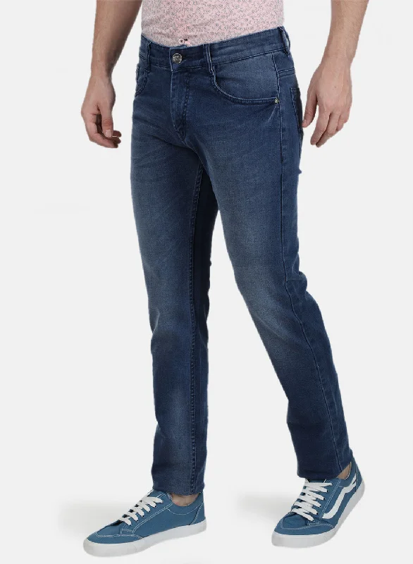 Mens Blue Narrow Fit Trouser