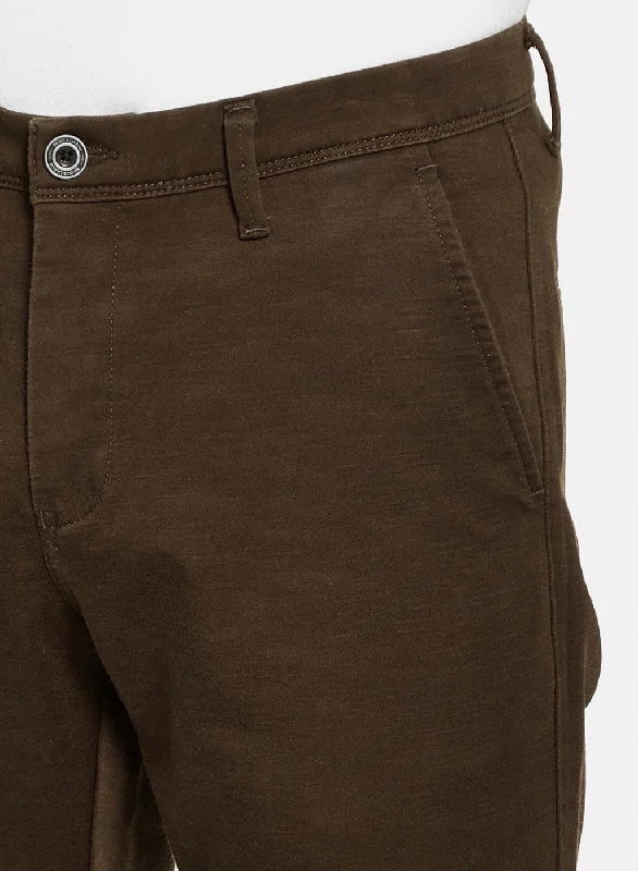 Mens Brown Self Trouser