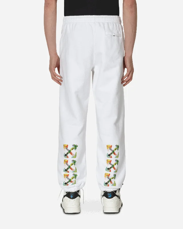 Brush Arrow Slim Sweatpants White